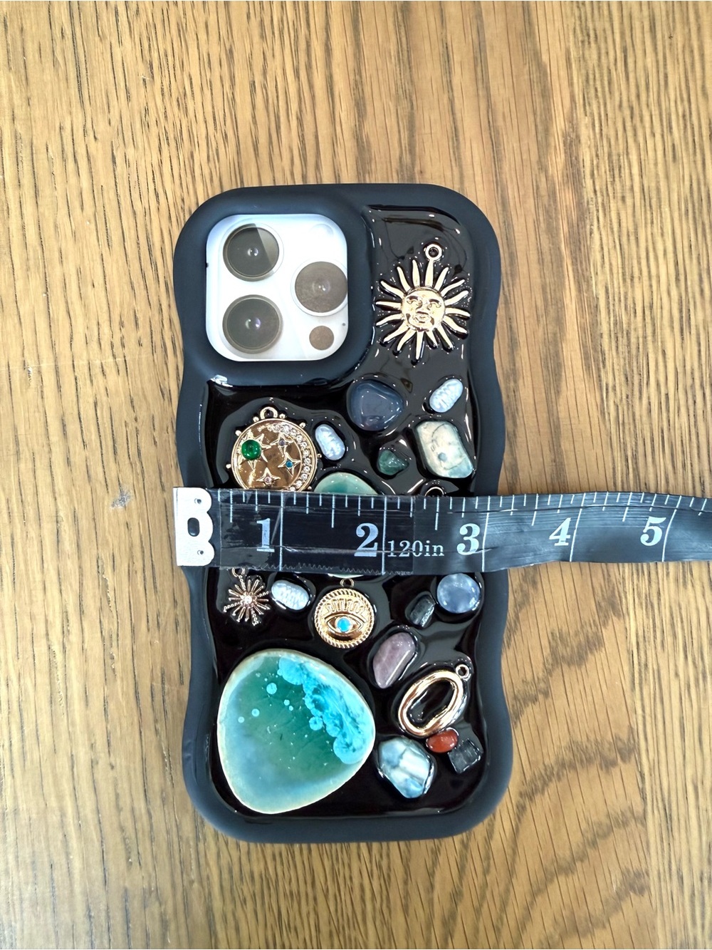 Artikl Mosaic iPhone 16 Pro Max Phone Case Black Charm Gemstone Boho New in Box - Picture 4 of 14